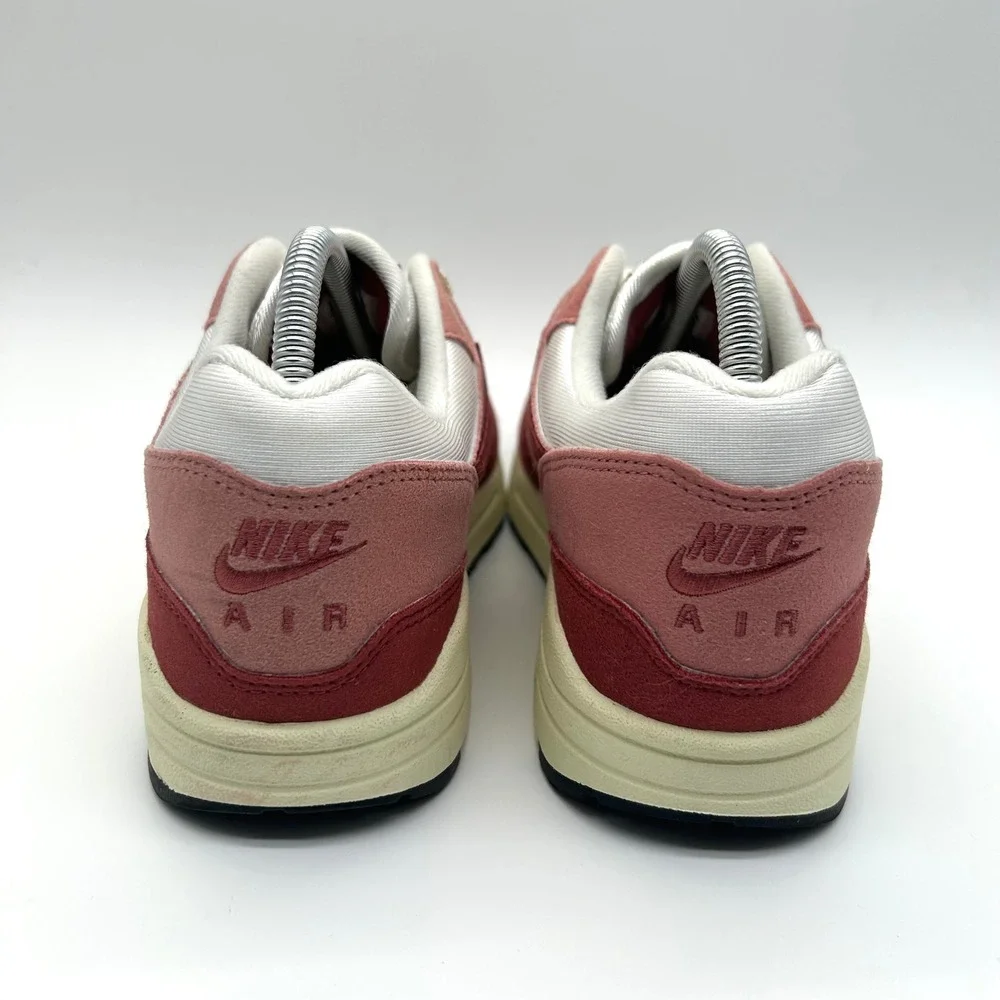 Nike Air Max 1 Shoes Womens 10 Pink Red Stardus Suede Mesh Retro Sneakers